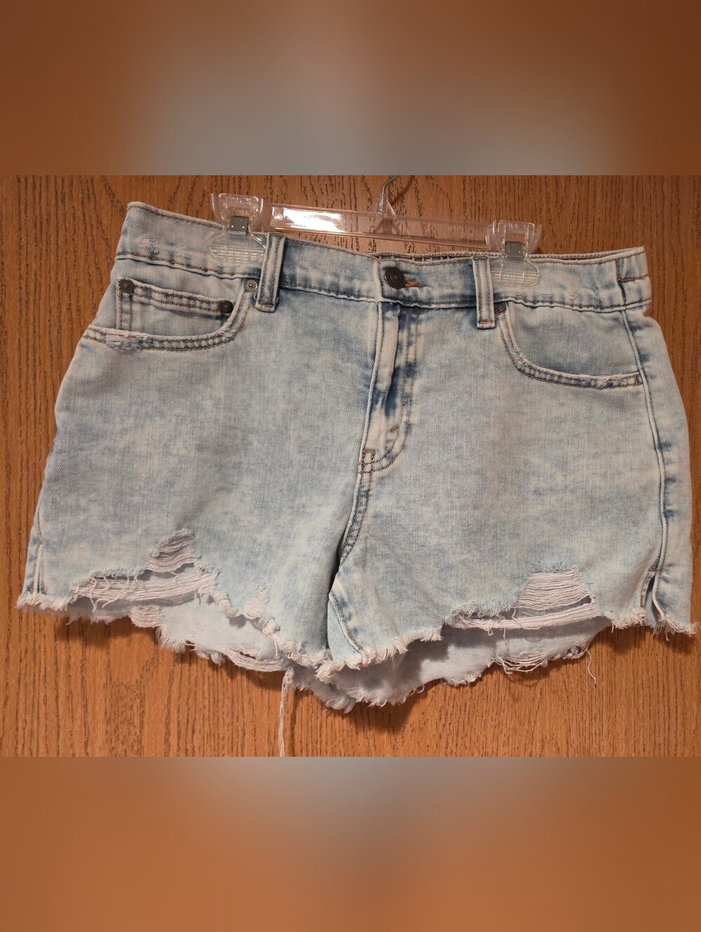 aerie Light Blue Distressed Denim Cutoff Shorts